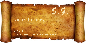 Samek Ferenc névjegykártya